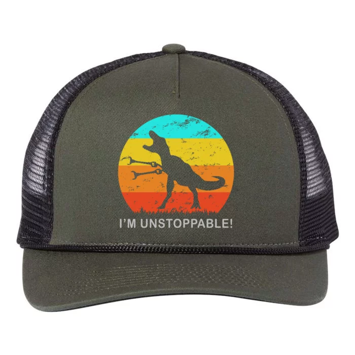 I'm Unstoppable Funny Vintage Retro TRex Retro Rope Trucker Hat Cap