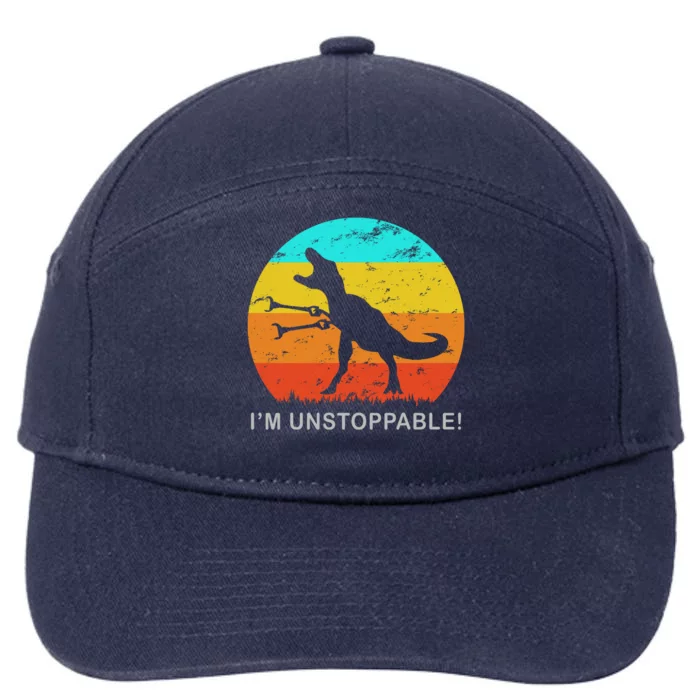 I'm Unstoppable Funny Vintage Retro TRex 7-Panel Snapback Hat