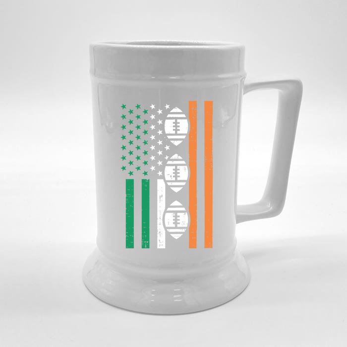 Irish Us Flag American Footballs St Patricks Day Patriotic Funny Gift Front & Back Beer Stein