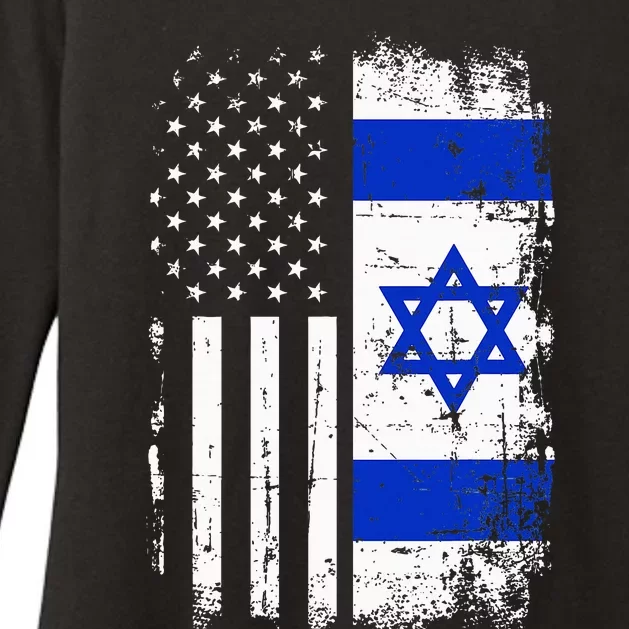 Israel Usa Flag Womens CVC Long Sleeve Shirt