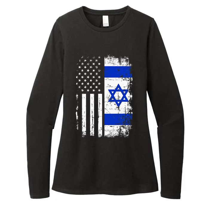 Israel Usa Flag Womens CVC Long Sleeve Shirt