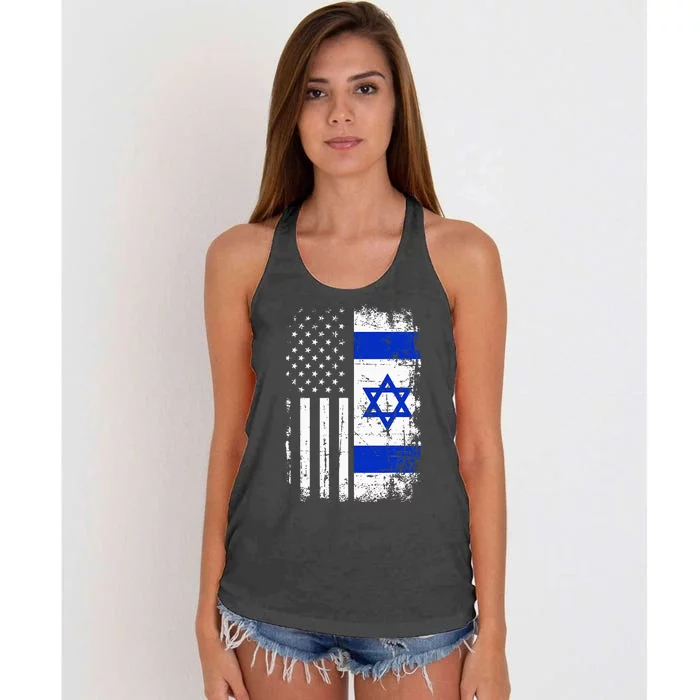 Israel Usa Flag Women's Knotted Racerback Tank