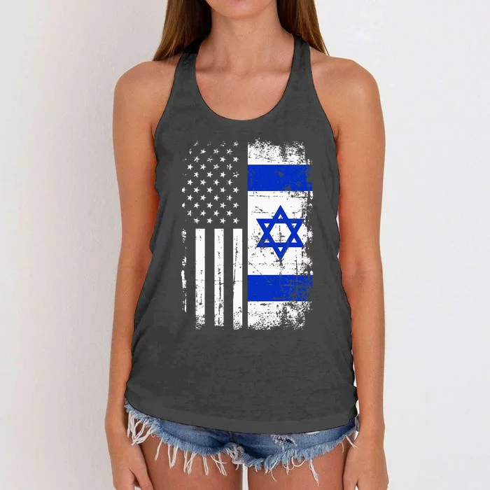 Israel Usa Flag Women's Knotted Racerback Tank