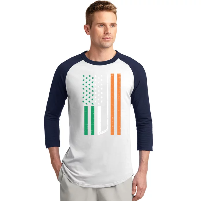 Irish Us Flag Ice Hockey St Patricks Day Sports Patriotic Gift Baseball Sleeve Shirt