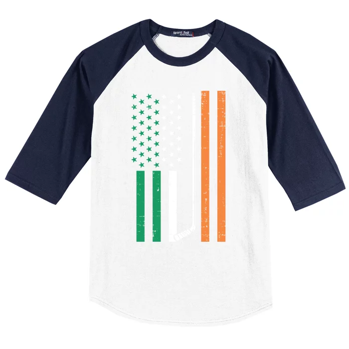 Irish Us Flag Ice Hockey St Patricks Day Sports Patriotic Gift Baseball Sleeve Shirt