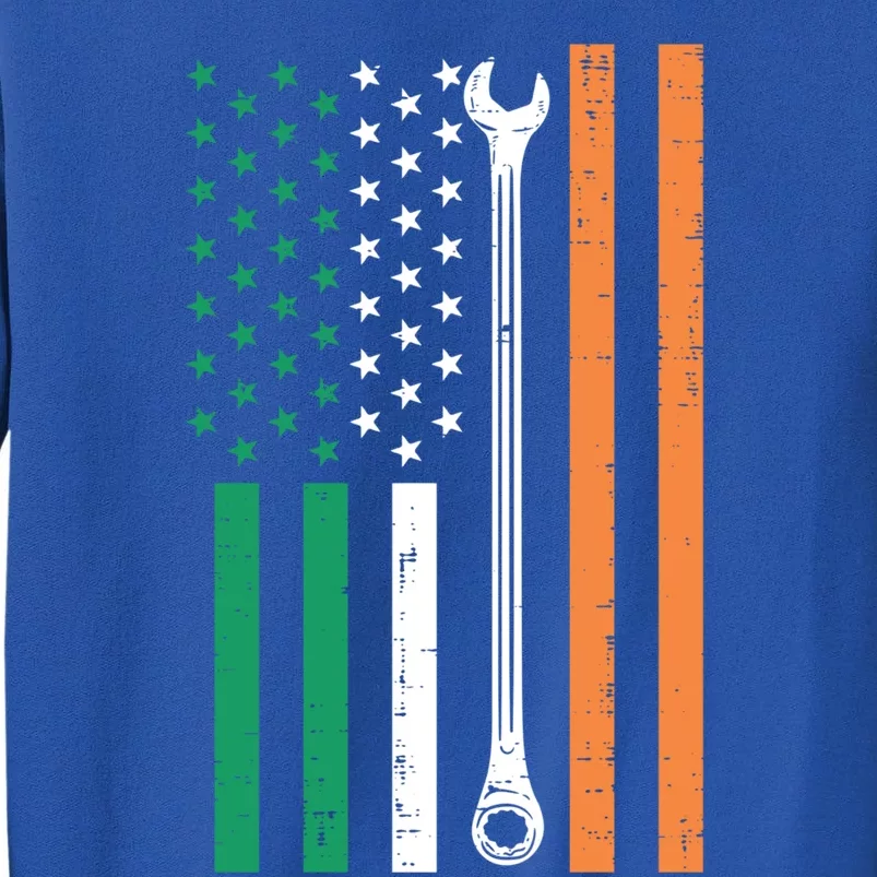 Irish Us Flag Wrench St Patricks Day Patriotic Mechanic Cute Gift Tall Sweatshirt