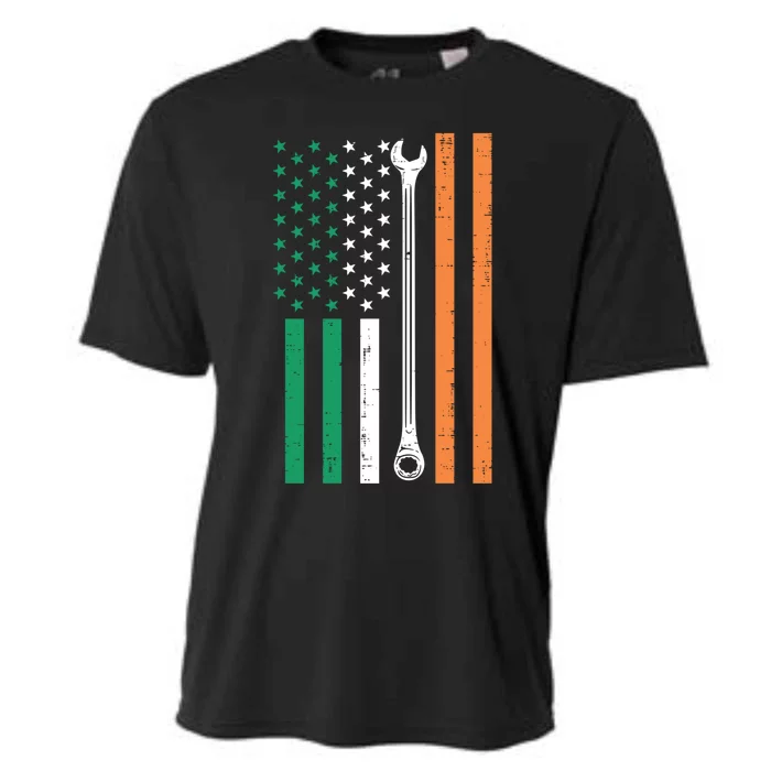 Irish Us Flag Wrench St Patricks Day Patriotic Mechanic Great Gift Cooling Performance Crew T-Shirt