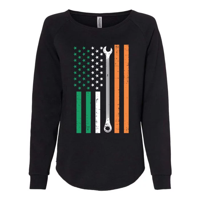 Irish Us Flag Wrench St Patricks Day Patriotic Mechanic Great Gift Womens California Wash Sweatshirt