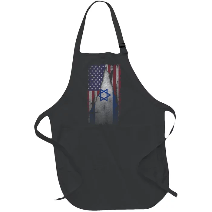 Israel Usa Flag | I Stand With Israel Full-Length Apron With Pocket