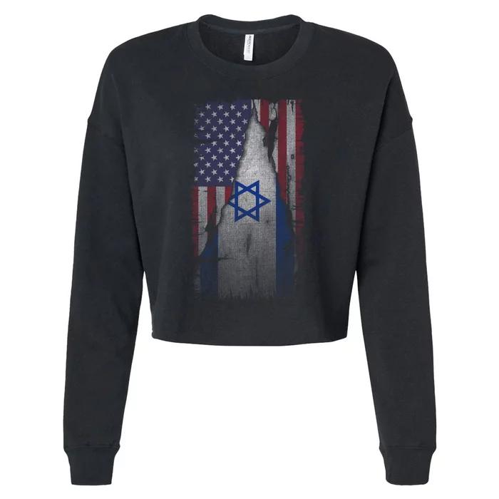 Israel Usa Flag | I Stand With Israel Cropped Pullover Crew