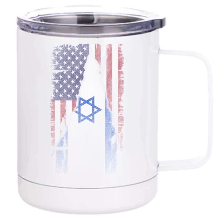 Israel Usa Flag | I Stand With Israel Front & Back 12oz Stainless Steel Tumbler Cup