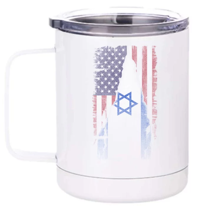 Israel Usa Flag | I Stand With Israel Front & Back 12oz Stainless Steel Tumbler Cup