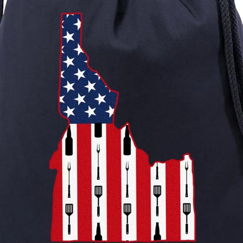 Idaho Usa Flag Fourth July 4th Fathers Day Bbq Beer Summer Gift Drawstring Bag