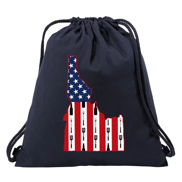 Idaho Usa Flag Fourth July 4th Fathers Day Bbq Beer Summer Gift Drawstring Bag