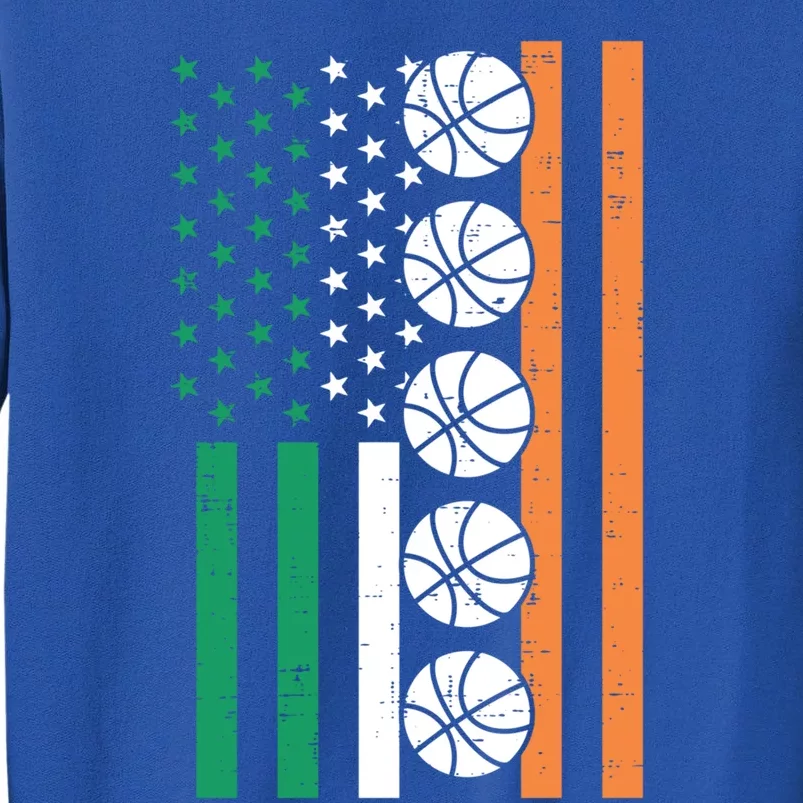 Irish Us Flag Basketball St Patricks Day Sports Patriotic Gift Tall Sweatshirt