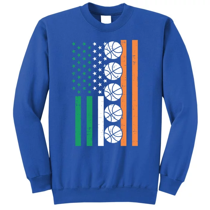 Irish Us Flag Basketball St Patricks Day Sports Patriotic Gift Tall Sweatshirt