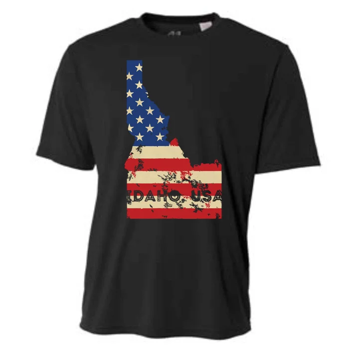 Idaho Usa Flag Patriotic Retro Vintage Cooling Performance Crew T-Shirt