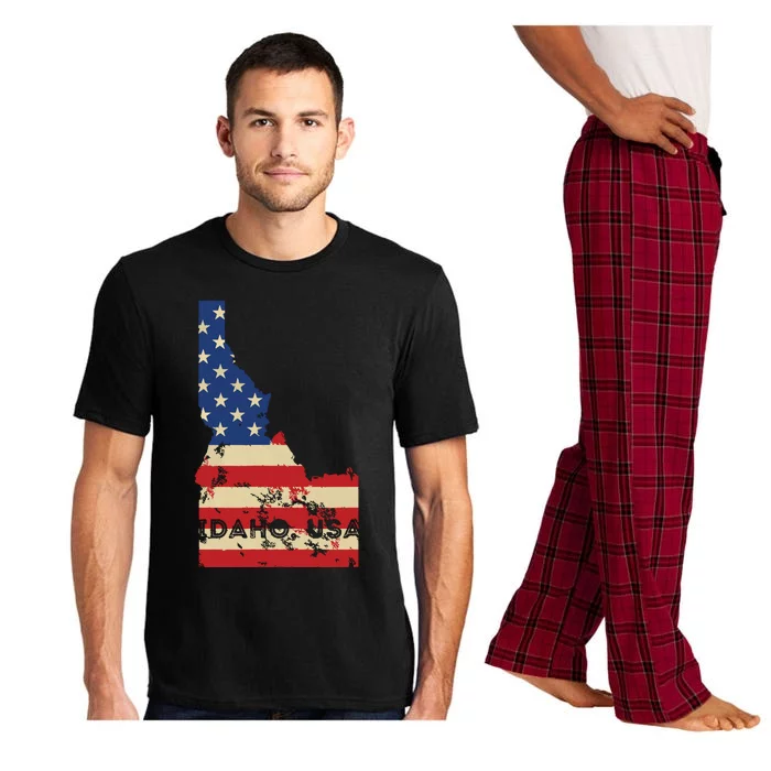 Idaho Usa Flag Patriotic Retro Vintage Pajama Set