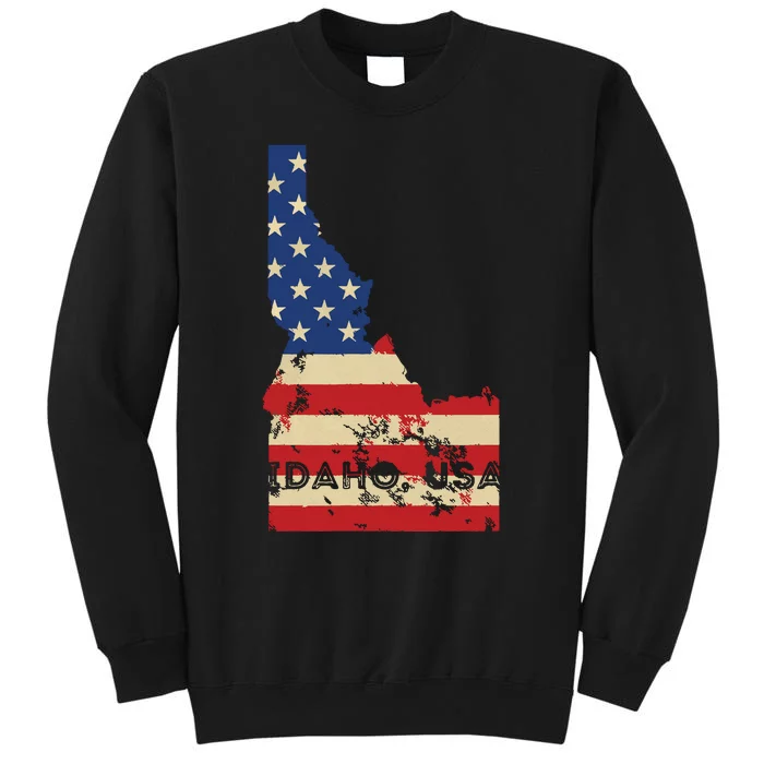 Idaho Usa Flag Patriotic Retro Vintage Tall Sweatshirt