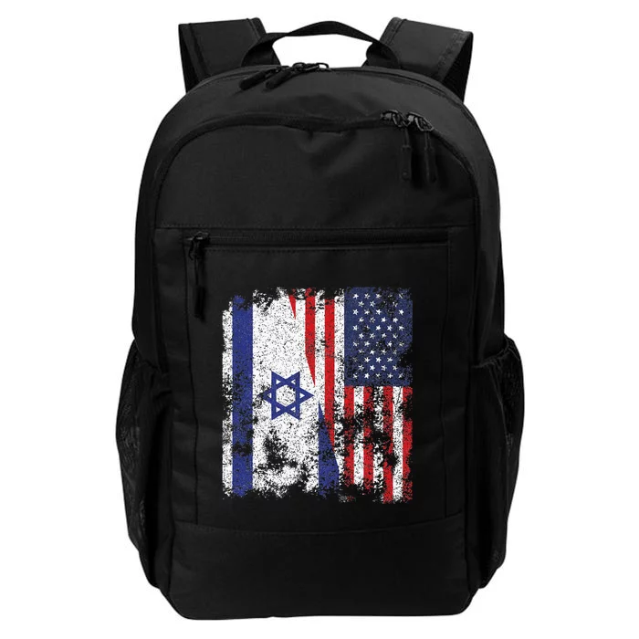 Israel USA Flag Distressed Half American Daily Commute Backpack