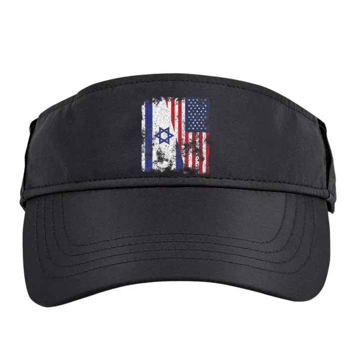 Israel USA Flag Distressed Half American Adult Drive Performance Visor