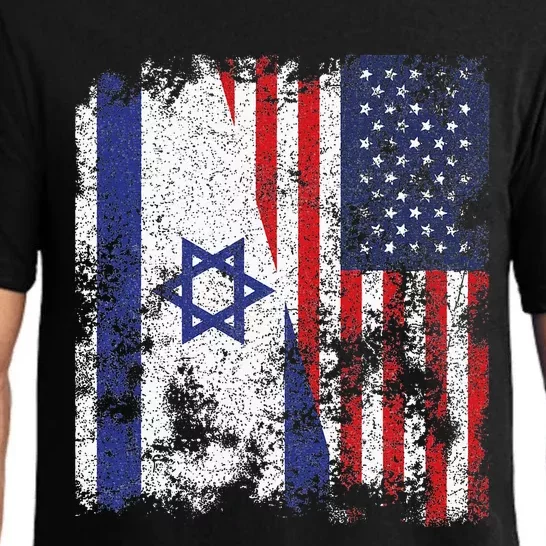 Israel USA Flag Distressed Half American Pajama Set