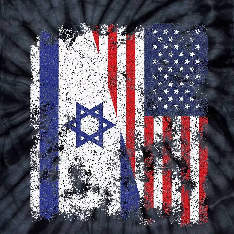 Israel USA Flag Distressed Half American Tie-Dye T-Shirt