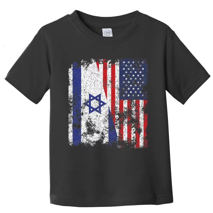 Israel USA Flag Distressed Half American Toddler T-Shirt