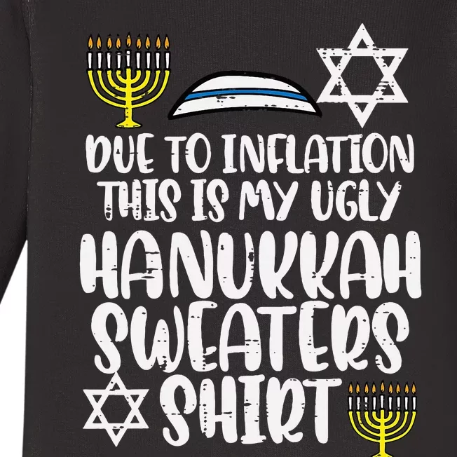 Inflatiion Ugly Hanukkah Sweater Funny Chanukkah Jew Baby Long Sleeve Bodysuit