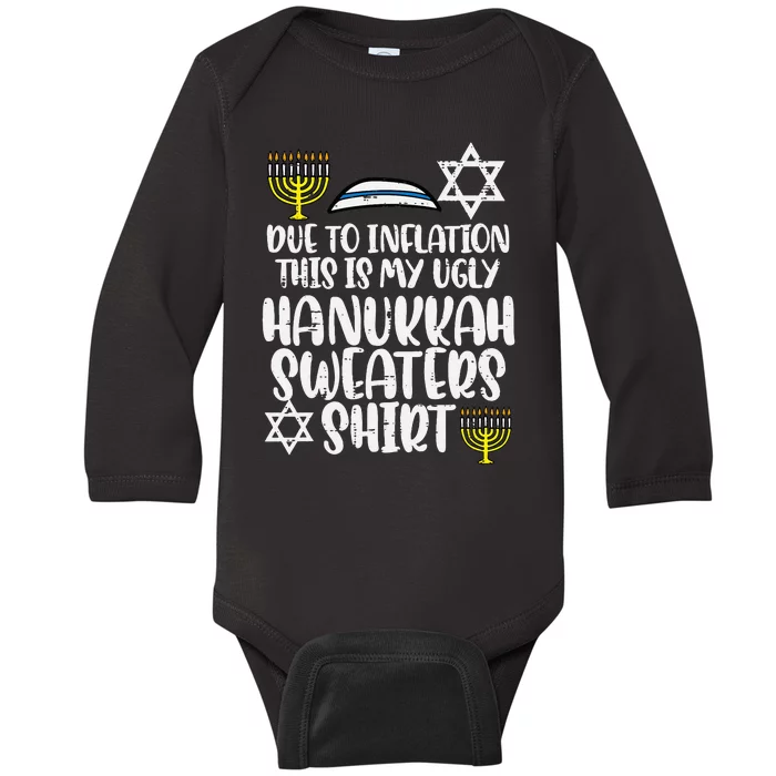 Inflatiion Ugly Hanukkah Sweater Funny Chanukkah Jew Baby Long Sleeve Bodysuit