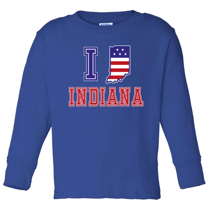 Indiana Usa Patriotic Usa Flag I Love Indiana Gift Toddler Long Sleeve Shirt