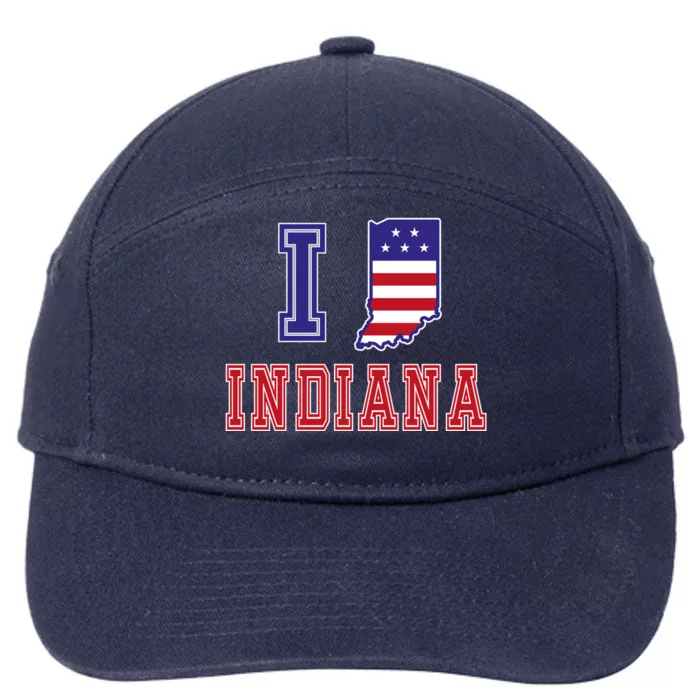 Indiana Usa Patriotic Usa Flag I Love Indiana Gift 7-Panel Snapback Hat