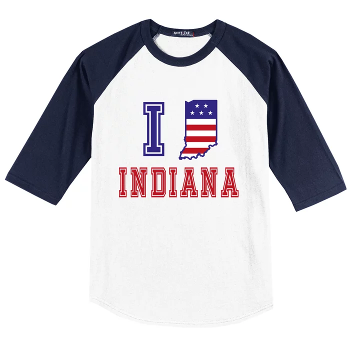 Indiana Usa Patriotic Usa Flag I Love Indiana Gift Baseball Sleeve Shirt