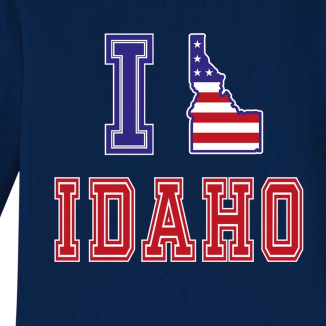 Idaho Usa Patriotic Usa Flag I Love Idaho Cool Gift Baby Long Sleeve Bodysuit