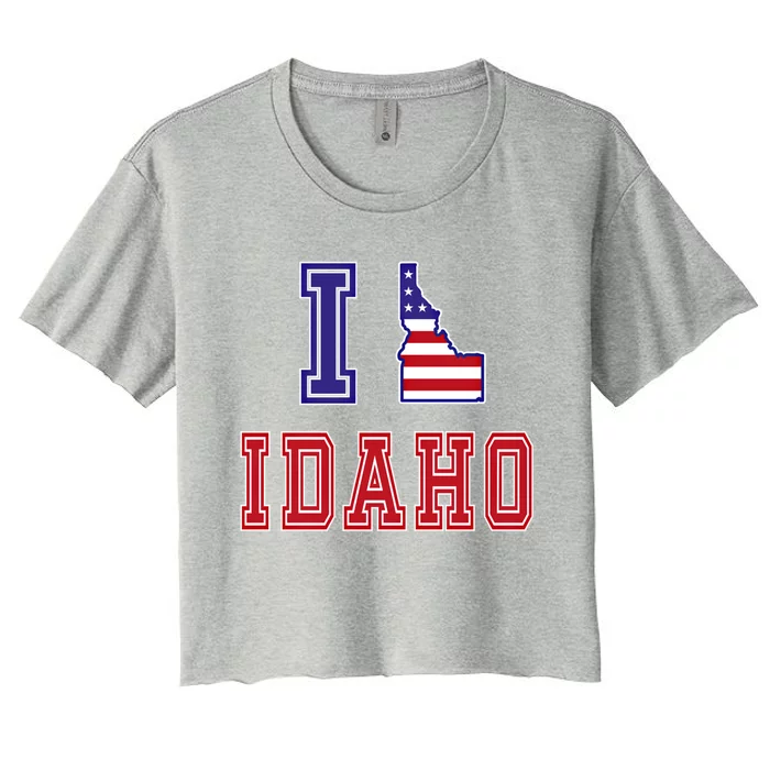 Idaho Usa Patriotic Usa Flag I Love Idaho Gift Women's Crop Top Tee