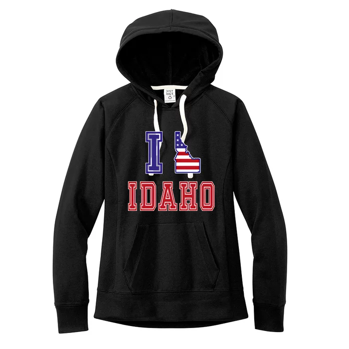 Idaho Usa Patriotic Usa Flag I Love Idaho Meaningful Gift Women's Fleece Hoodie