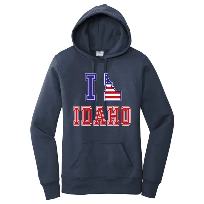 Idaho Usa Patriotic Usa Flag I Love Idaho Meaningful Gift Women's Pullover Hoodie