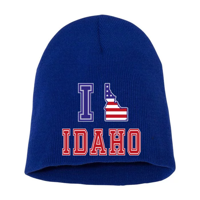 Idaho Usa Patriotic Usa Flag I Love Idaho Gift Short Acrylic Beanie