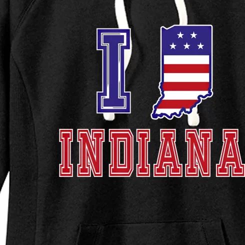 Indiana Usa Patriotic Usa Flag I Love Indiana Meaningful Gift Women's Fleece Hoodie