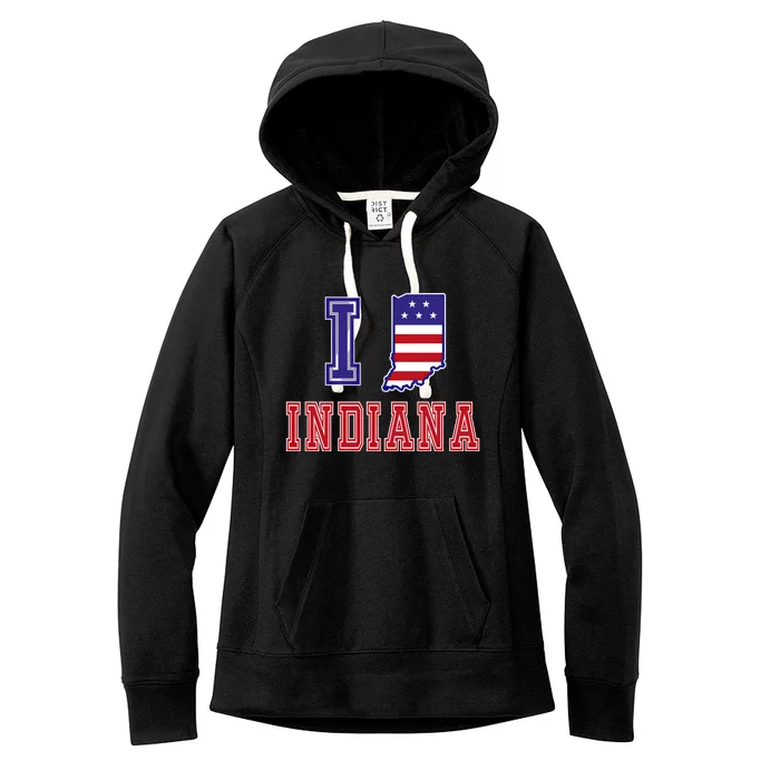 Indiana Usa Patriotic Usa Flag I Love Indiana Meaningful Gift Women's Fleece Hoodie