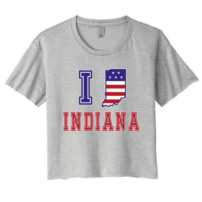 Indiana Usa Patriotic Usa Flag I Love Indiana Gift Women's Crop Top Tee