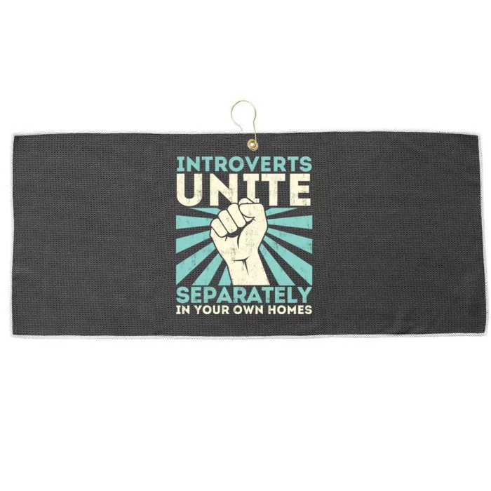 Introverts Unite Separately - Funny Introverted Antisocial Large Microfiber Waffle Golf Towel