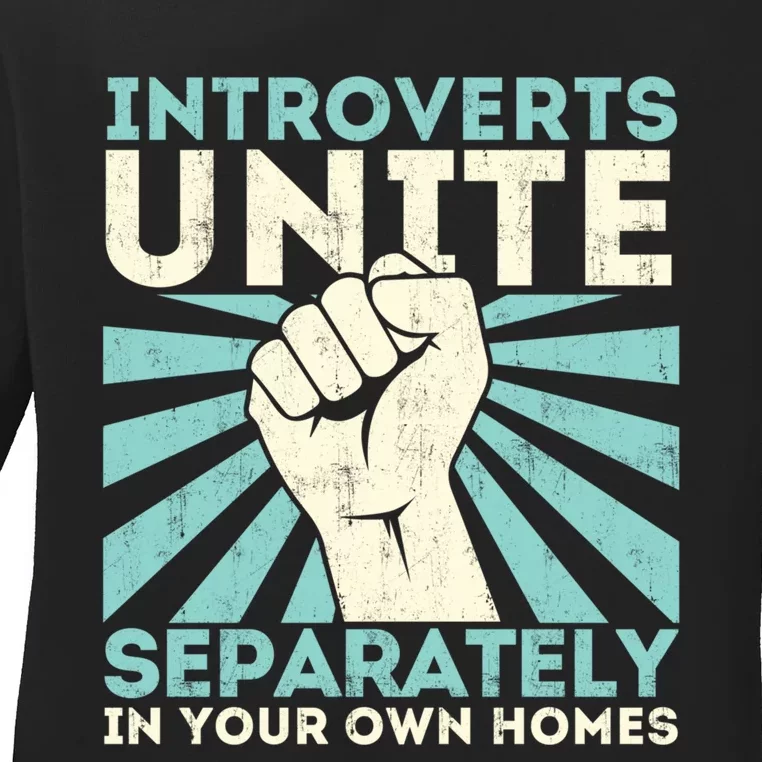 Introverts Unite Separately - Funny Introverted Antisocial Ladies Long Sleeve Shirt