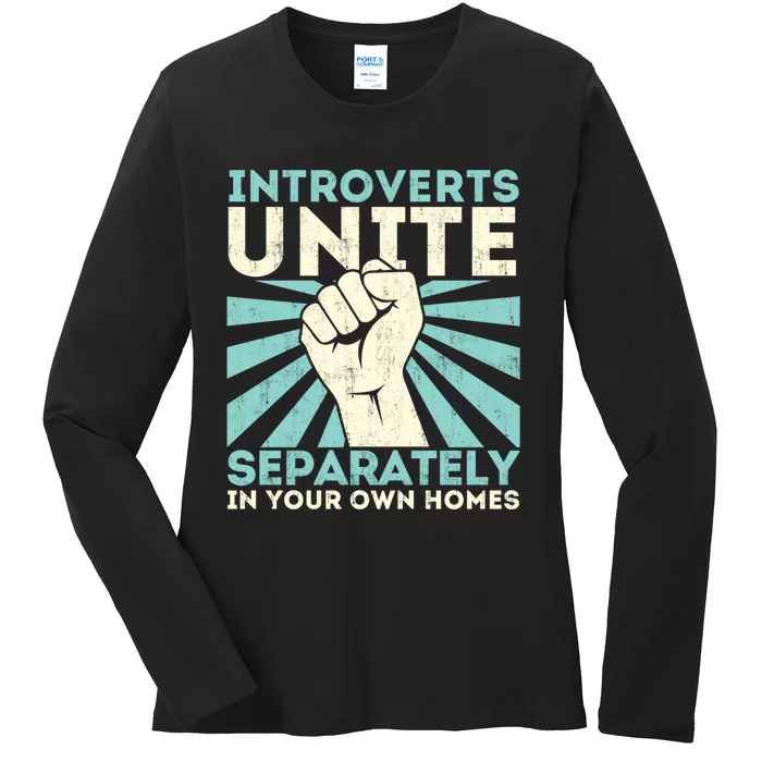 Introverts Unite Separately - Funny Introverted Antisocial Ladies Long Sleeve Shirt