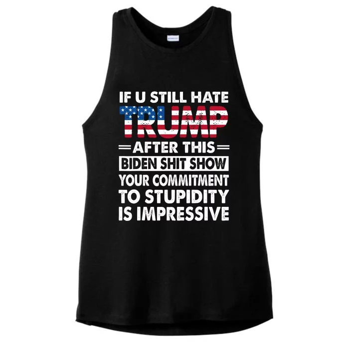 If U Still Hate Trump After This Biden Ladies Tri-Blend Wicking Tank