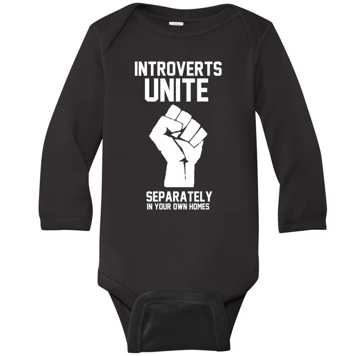 Introverts Unite Separately In Your Own Homes Baby Long Sleeve Bodysuit