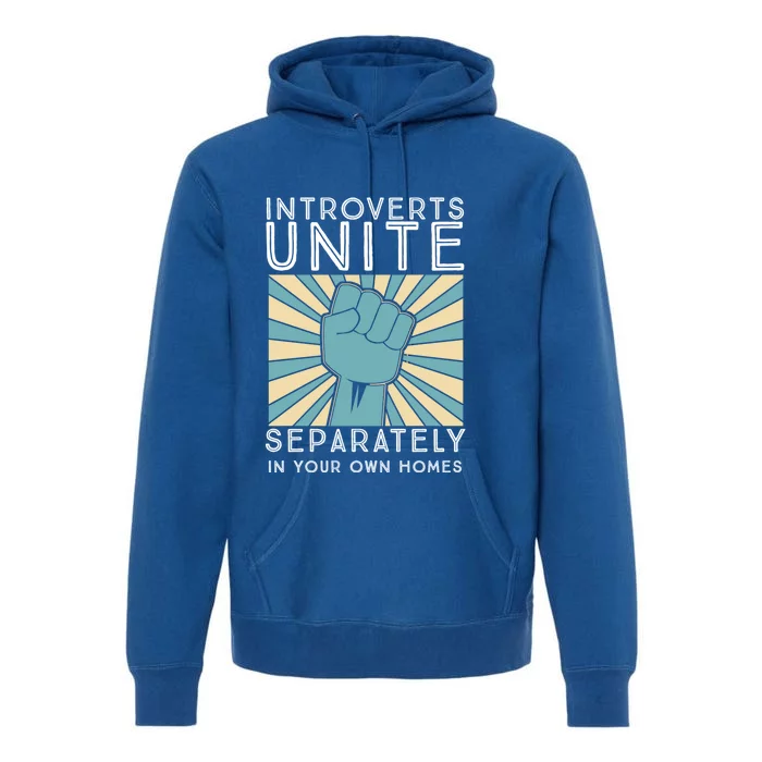 Introverts Unite Separately In Your Own Homes Funny Gift Premium Hoodie