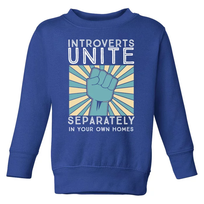 Introverts Unite Separately In Your Own Homes Funny Gift Toddler Sweatshirt