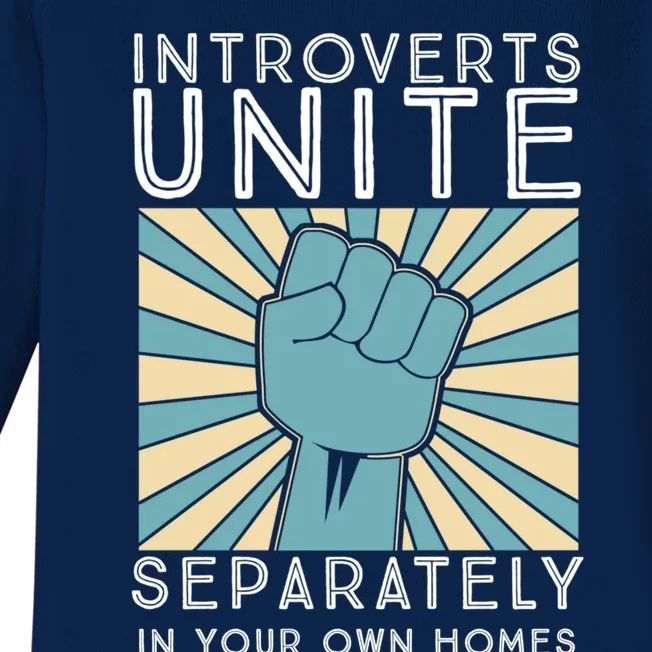 Introverts Unite Separately In Your Own Homes Funny Gift Baby Long Sleeve Bodysuit