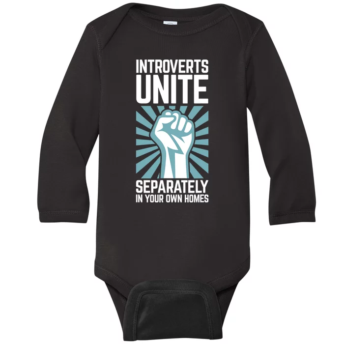 Introverts Unite Separately In Your Own Homes Baby Long Sleeve Bodysuit